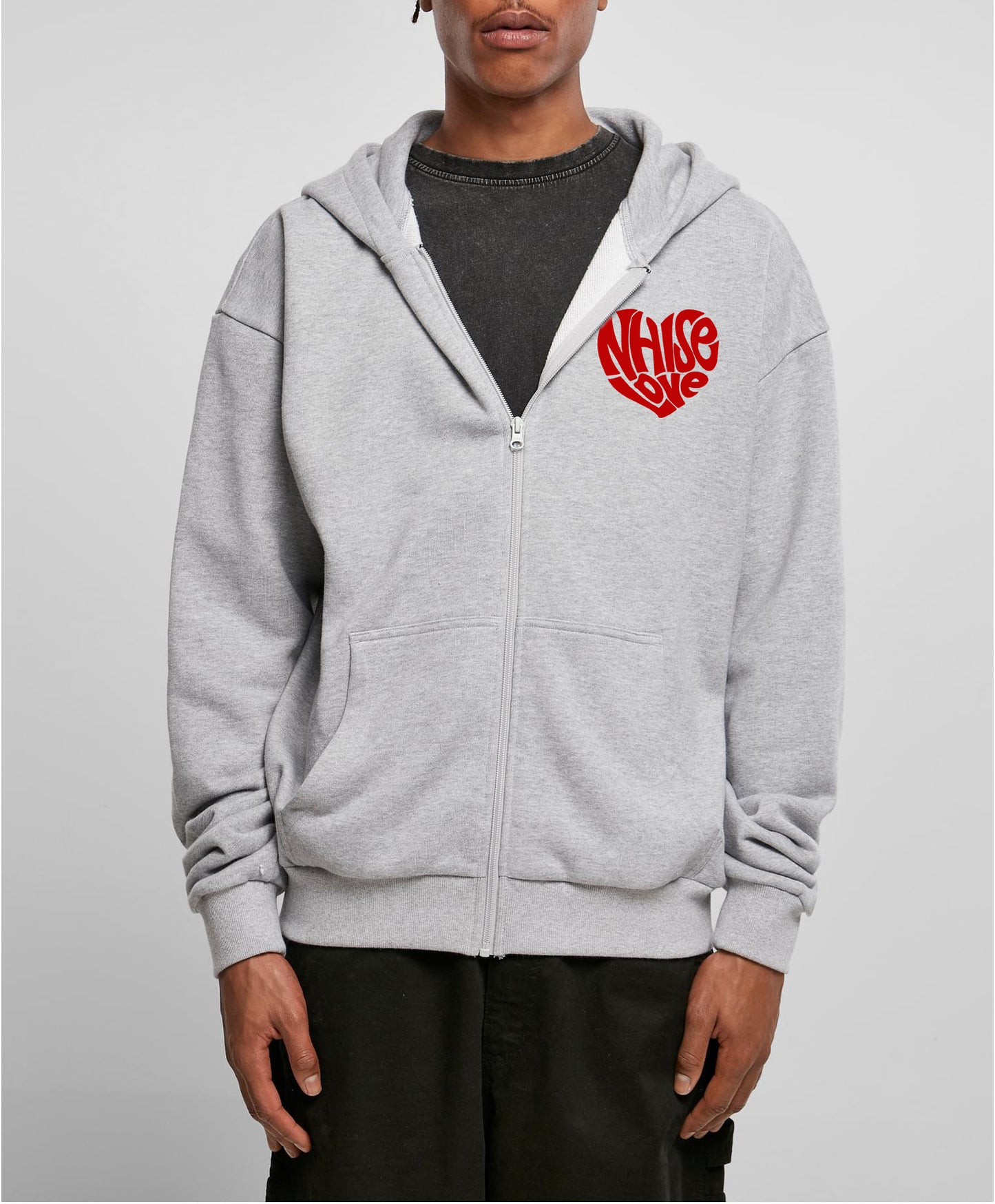 Nhise Love"heathergrey" Ultra Heavy Zipper Hoodie